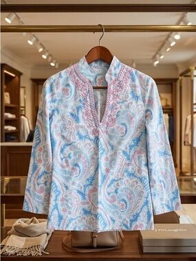 J McLaughlin Pastel Paisley Tunic Top-Small